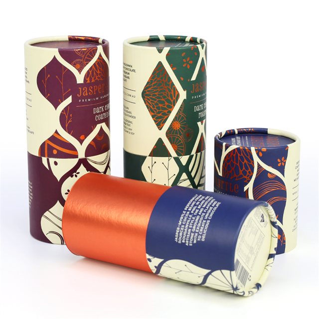 Custom Printing Biodegradable Cylinder Food Coffee Paper Cardboard Premium Tea Canister Tube Box Packaging for Loose Tea Package