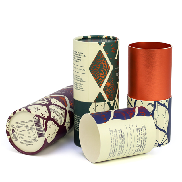 Custom Printing Biodegradable Cylinder Food Coffee Paper Cardboard Premium Tea Canister Tube Box Packaging for Loose Tea Package