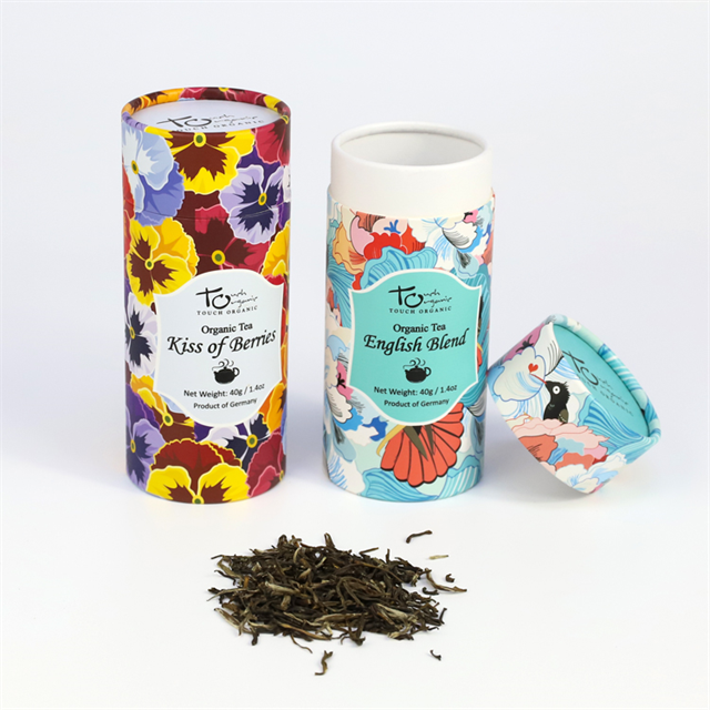 100% Recyclable Embossed Cardboard Cylinder Box for Beverage And Food Packaging Candy Coffee Bean Tea Bag Paper Tube Box