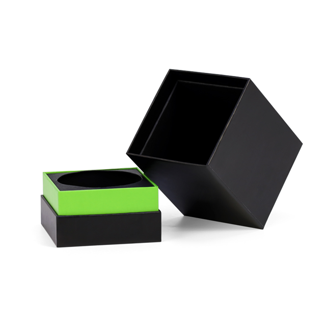 Custom Gold Stamping Logo Recycled High Quality Luxury Cosmetic Small Black Packaging Paper Box for Perfume Bottle