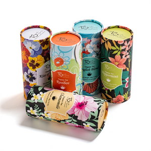 100% Recyclable Embossed Cardboard Cylinder Box for Beverage And Food Packaging Candy Coffee Bean Tea Bag Paper Tube Box