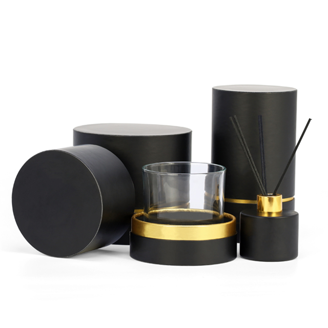 Biodegradable High End Eco-friendly Rigid Candle Jar Gift Kraft Paper Round Tube Packaging Cylinder With Custom Printed