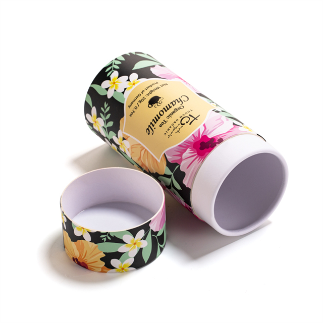 100% Recyclable Embossed Cardboard Cylinder Box for Beverage And Food Packaging Candy Coffee Bean Tea Bag Paper Tube Box