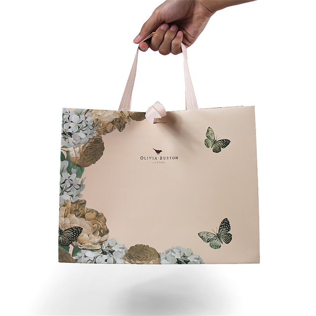 Cosmetics Clothes Packaging Paper Bag Personalized Green Luxury Custom Paper Shopping Bags