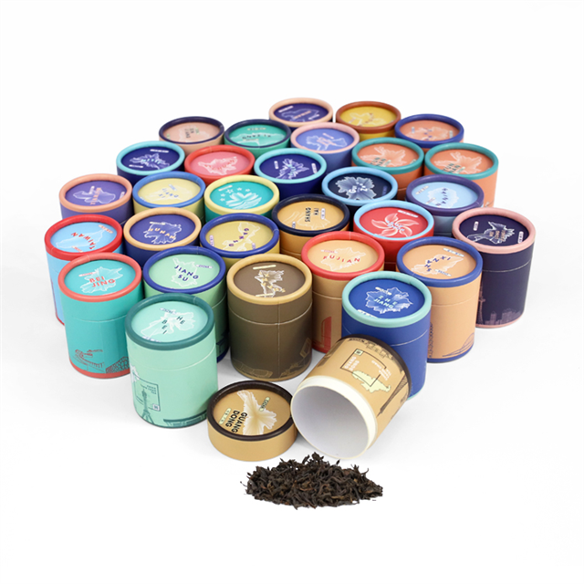 Custom Eco Craft Cardboard Tube Cylinder Tea Coffee Box Packaging Food UV Coated Paper Biodegradable Paper Tube