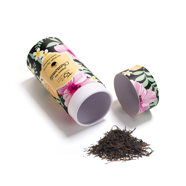 100% Recyclable Embossed Cardboard Cylinder Box for Beverage And Food Packaging Candy Coffee Bean Tea Bag Paper Tube Box