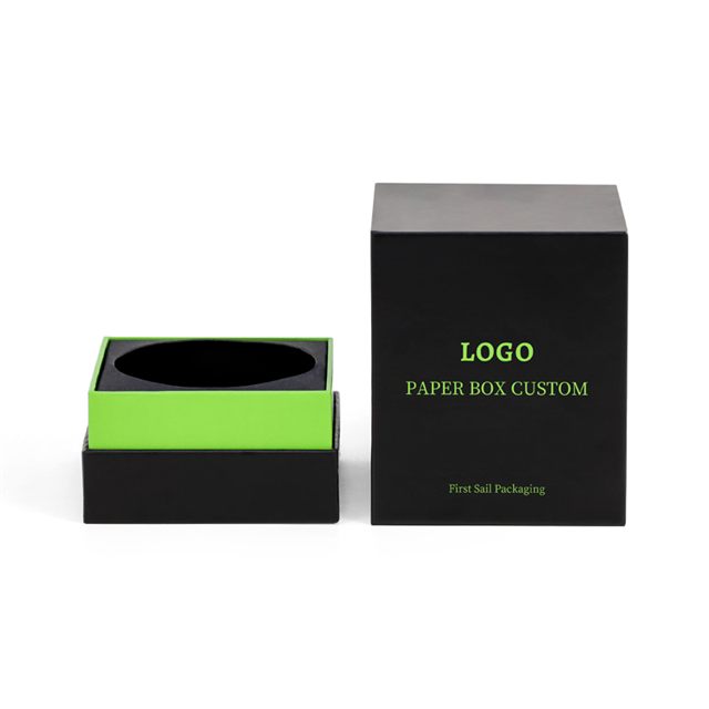 Custom Gold Stamping Logo Recycled High Quality Luxury Cosmetic Small Black Packaging Paper Box for Perfume Bottle